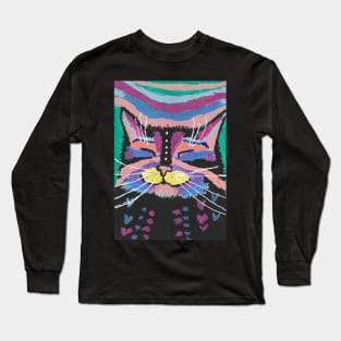 Happy cat abstract colorful Long Sleeve T-Shirt